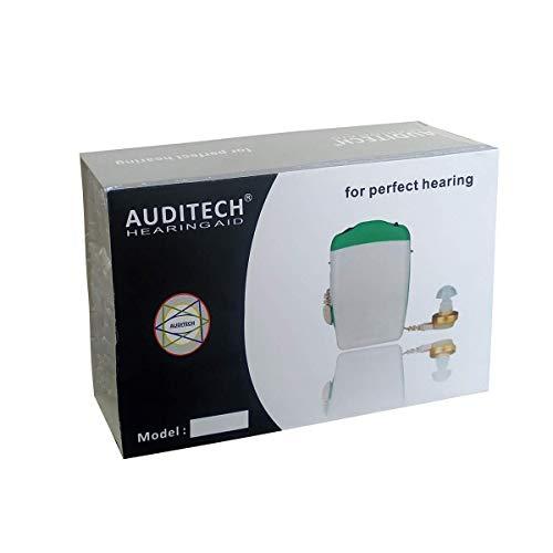 AUDITECH AUDITECH White Pocket Ear Machine Hearing for Old Age, Ear Hearing Machine/Hearing Amplifier Aid, Superior Quality Sound Enhancement In The Ear Wired Hearing Aid F 16 (With 2 Pin Extra Wire)
