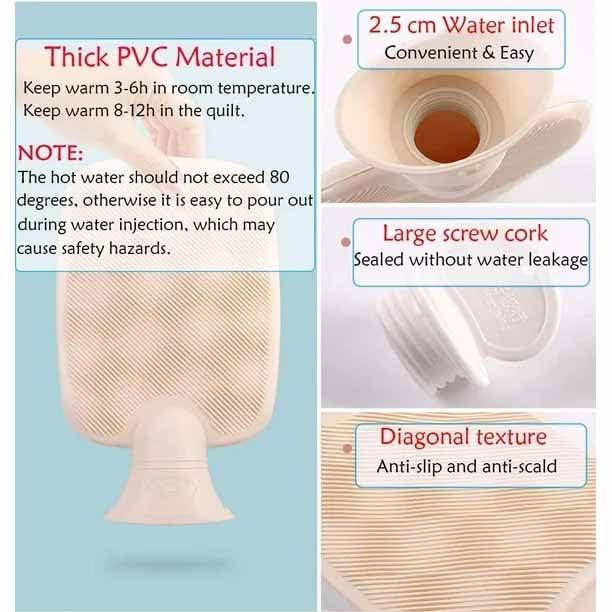 SKOFRI SKOFRI Hot Water Bottle,Hot Water Bottles with Covers 1 Pack Luxury Cosy Faux Fur Pom Pom Cover Soft Fluffy 1 L for Hand Feet Warmer,Neck and Shoulder Heating Pad For Pain Relief(Pink)