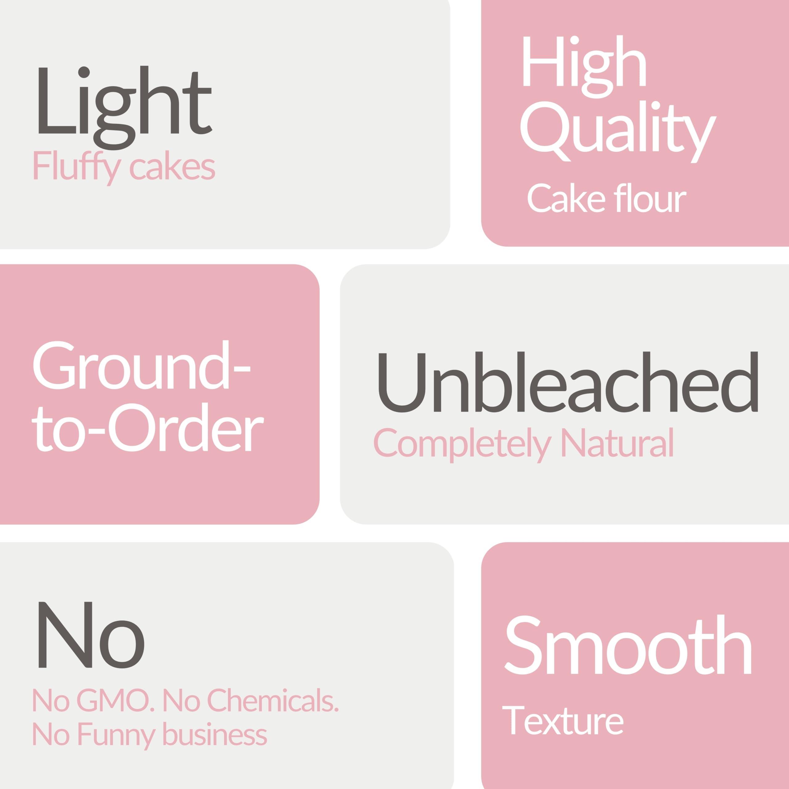 TWF TWF Cake Flour T45 - Premium Unbleached Flour for Light and Fluffy Cakes, Completely Natural, 1kg (2.2lbs) Bag | Bake Perfect Cakes Every Time|