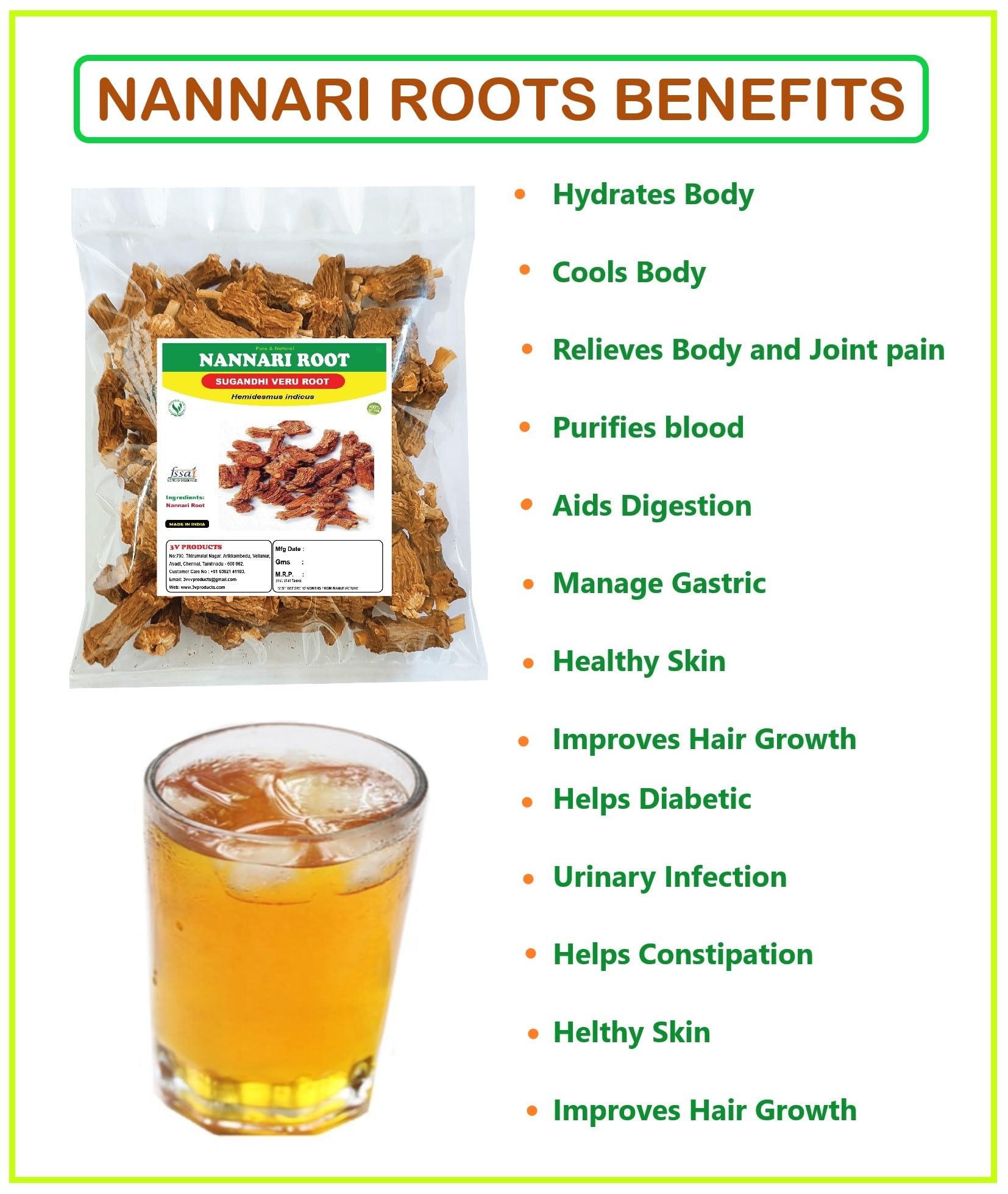 3V PRODUCTS 3V PRODUCTS Natural Nannari Roots 1Kg | Sugandhi Veru Roots | Anantmool Roots | Indian Sarsaparilla | Hemidesmus Indicus for Body Cooling | Blood purifier | Digestive (Pack of 1)