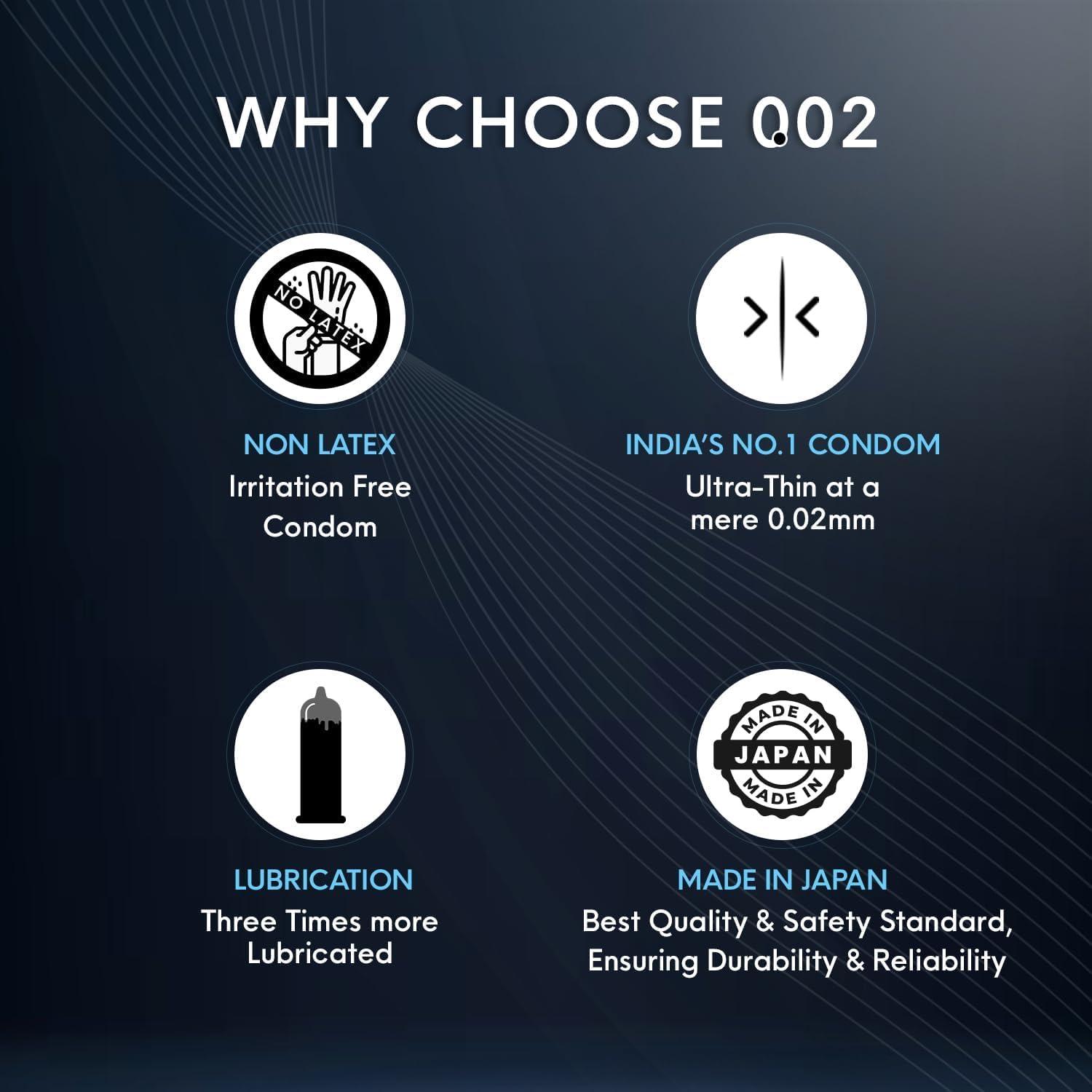 OKAMOTO Okamoto 0.02 - Japan\'s Best | Thinnest Condom In India | 1st Time in India - Non Latex PU Condom | Super Thin | Super Strong | Imported from Japan | 0.02 mm Ultra Thin (Pack of 2, 12s)