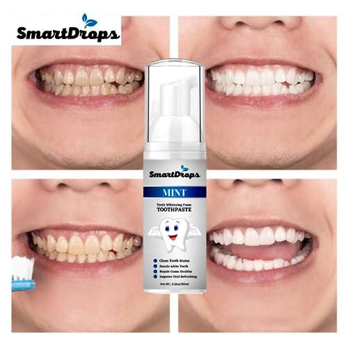 Smartdrops Whitening Foam Toothpaste for Sensitive Teeth, Snow Teeth foaming Whitening (60ml)