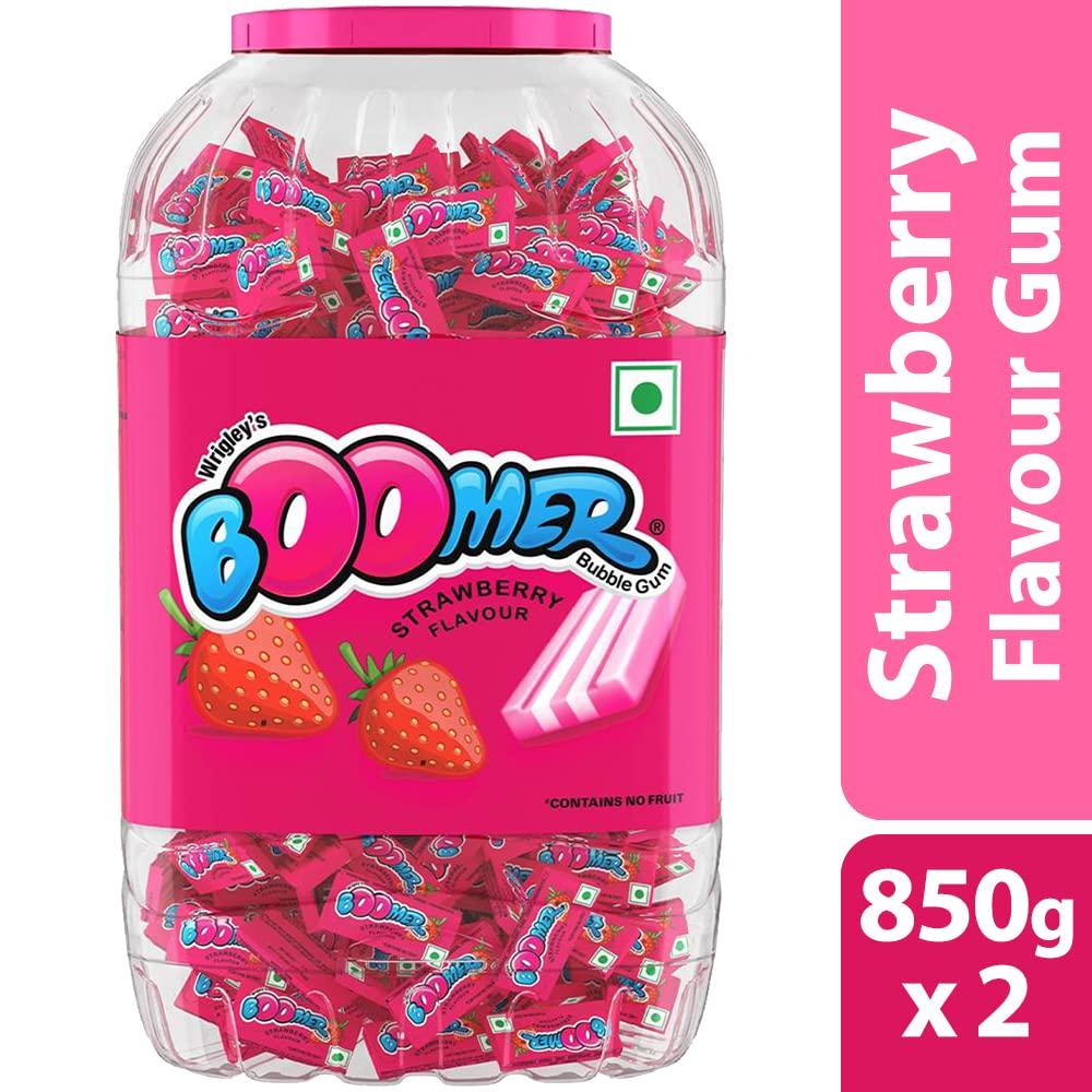 BOOMER Boomer Wrigley Super Bubble Gum, Strawberry Flavoured (460 Pcs) (Pink)