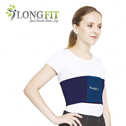 Longfit Longfit Rib Belt Elastic Chest Wrap Injury Binder Compression & Support for Men & Women Back & Abdomen Support (L, Blue)