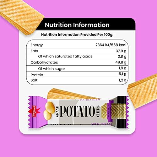 Bal Snack Bal Snack Grand Long Potato Chips Sour Cream & Herbs Flavoured Potato Snacks | Crispy & Crunchy Snack Food for Movies, Games & More - 60g