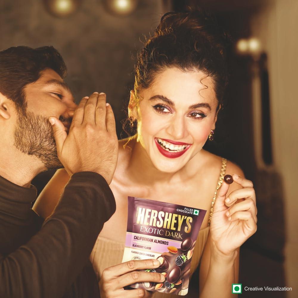 HERSHEY'S HERSHEY\'s Exotic Dark Californian Almonds BlackBerry Flavor 90 Grams-Pack of 4