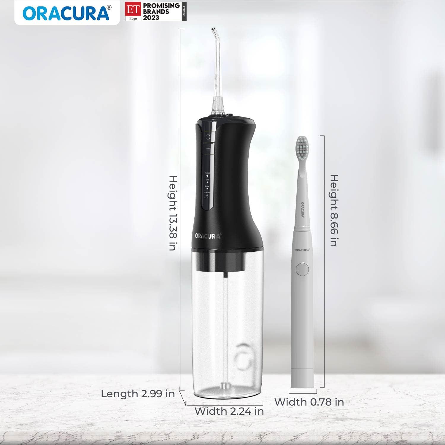 ORACURA ORACURA Daily Care Combo Black OC300 Smart Pro Water Flosser & Grey SB200 Sonic Lite Electric Rechargeable Toothbrush