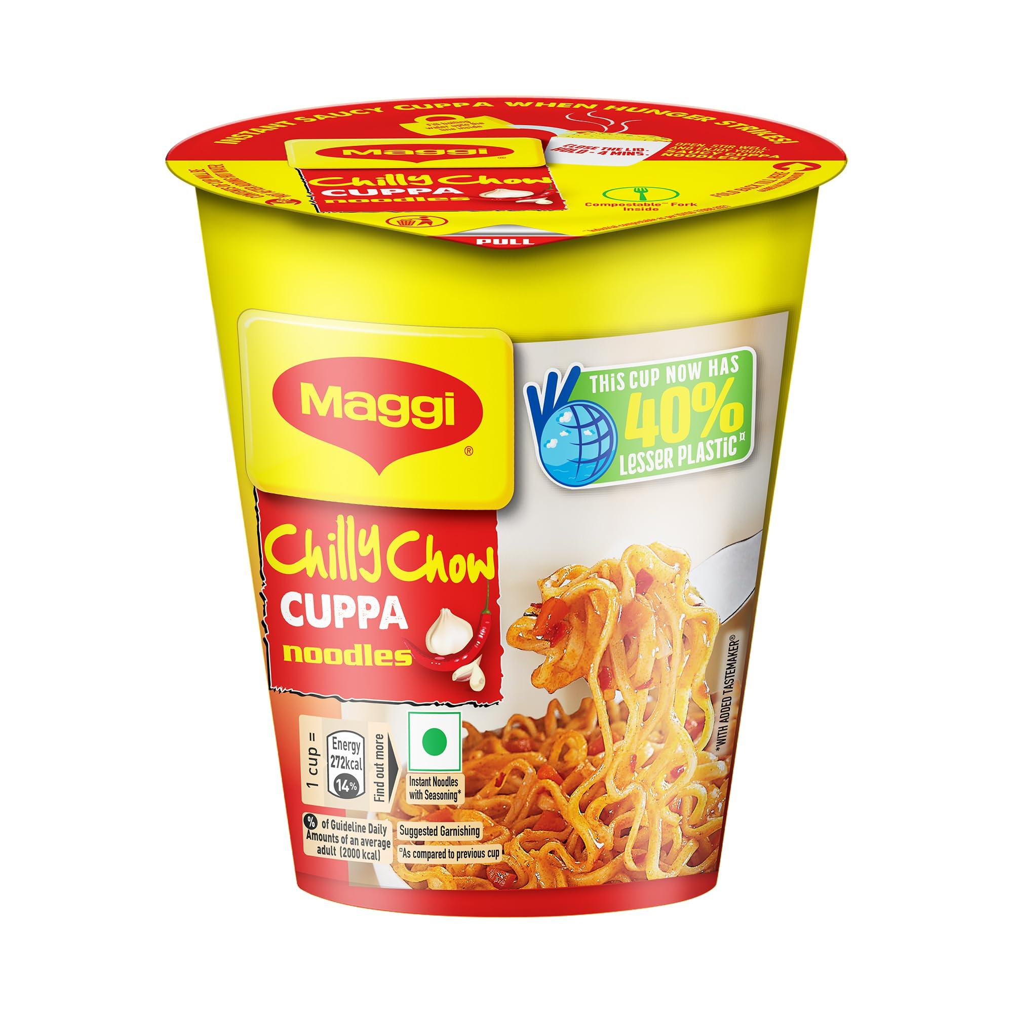 MAGGI MAGGI Instant Cuppa Noodles, Chilly Chow | Slurpy Saucy Taste With Extra Veggies, Vegetarian, 70 Gm