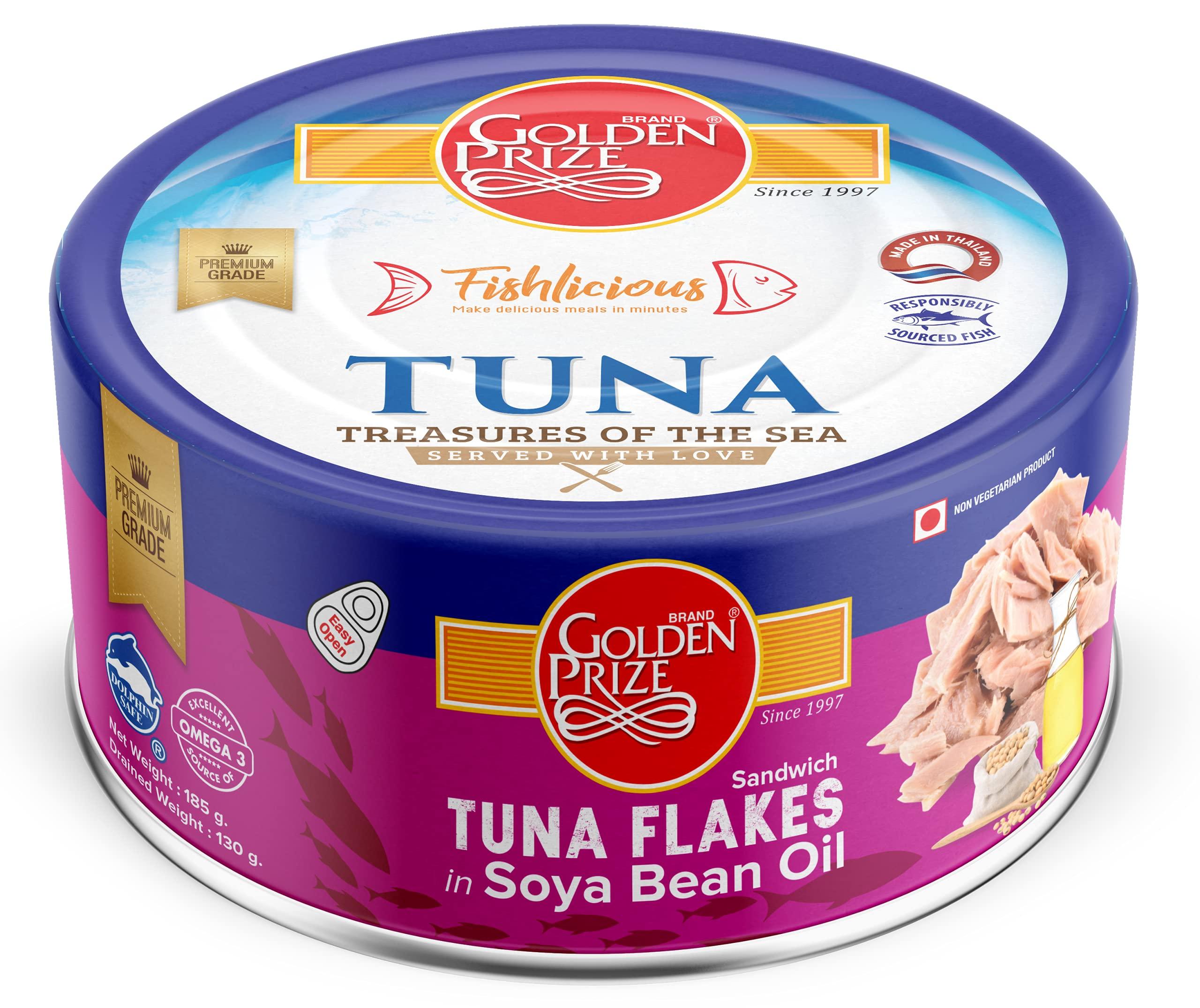 Golden Prize Golden prize Tuna Sandwich Flakes In Soyabean Oil, 185 g (Pack of 1)