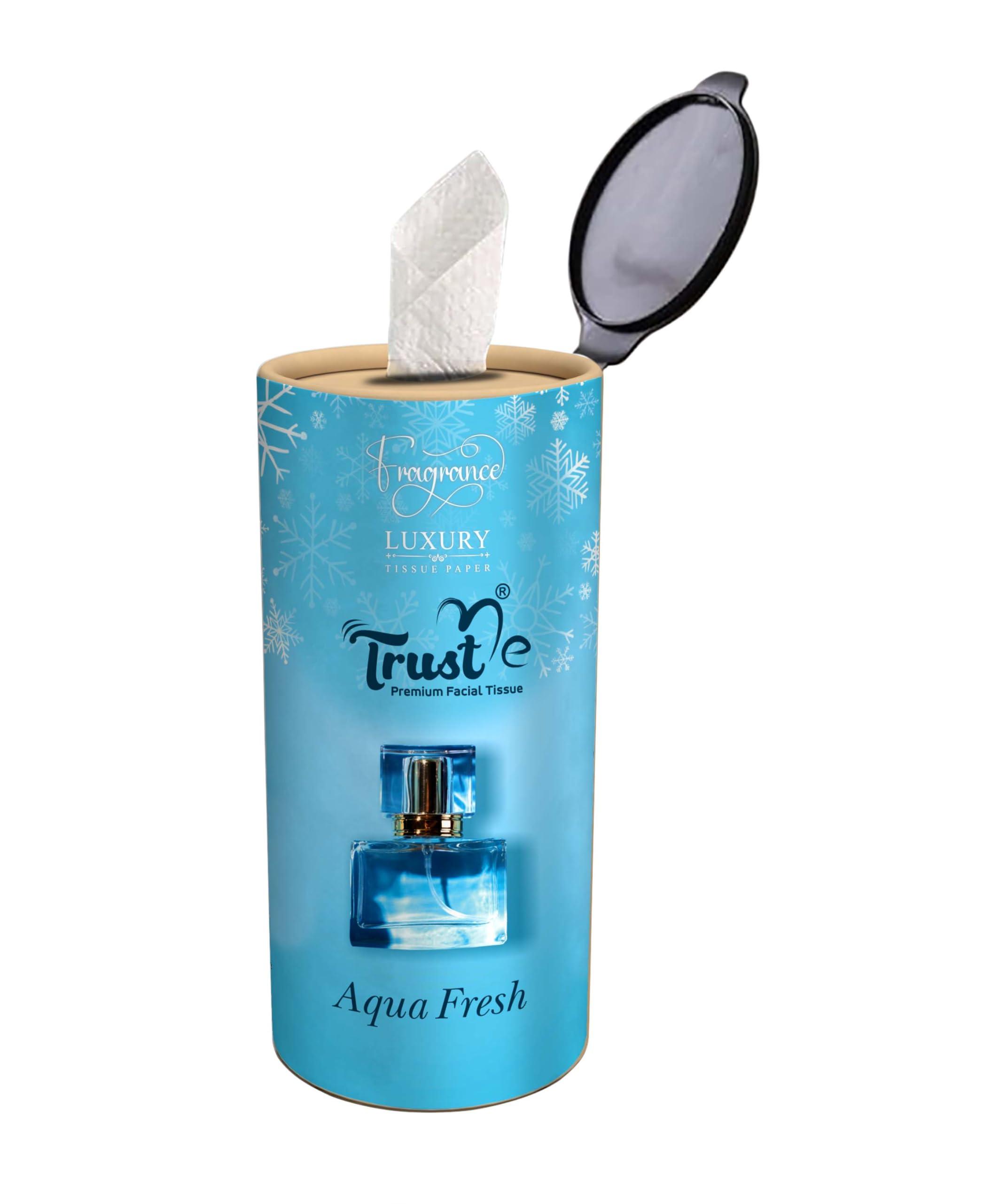 TRUST ME TRUST ME Perfume Facial Tissue in Paper Tube Box 14x20CM 50N Soft (Aqua and Magnatic) Pack of 2