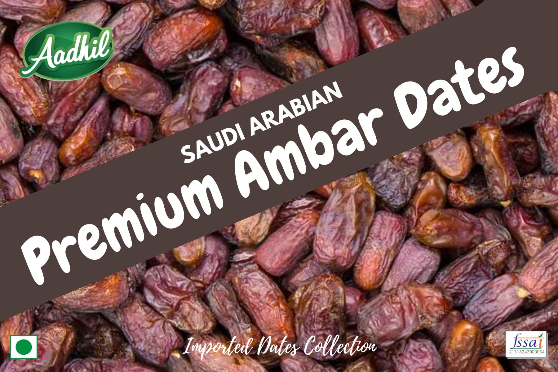 Aadhil Aadhil Arabian Amber Dates Imported Madina Khajoor - Premium Amber Harvest from Saudi Arabia Dry Dates (400)