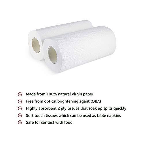 Amazon Brand - Solimo Solimo 2 Ply Facial Tissues Carton Box 100 Pulls (Pack of 4) & Solimo 2 Ply Kitchen Tissue/Towel Paper Roll 6 Rolls (60 Pulls Per Roll)