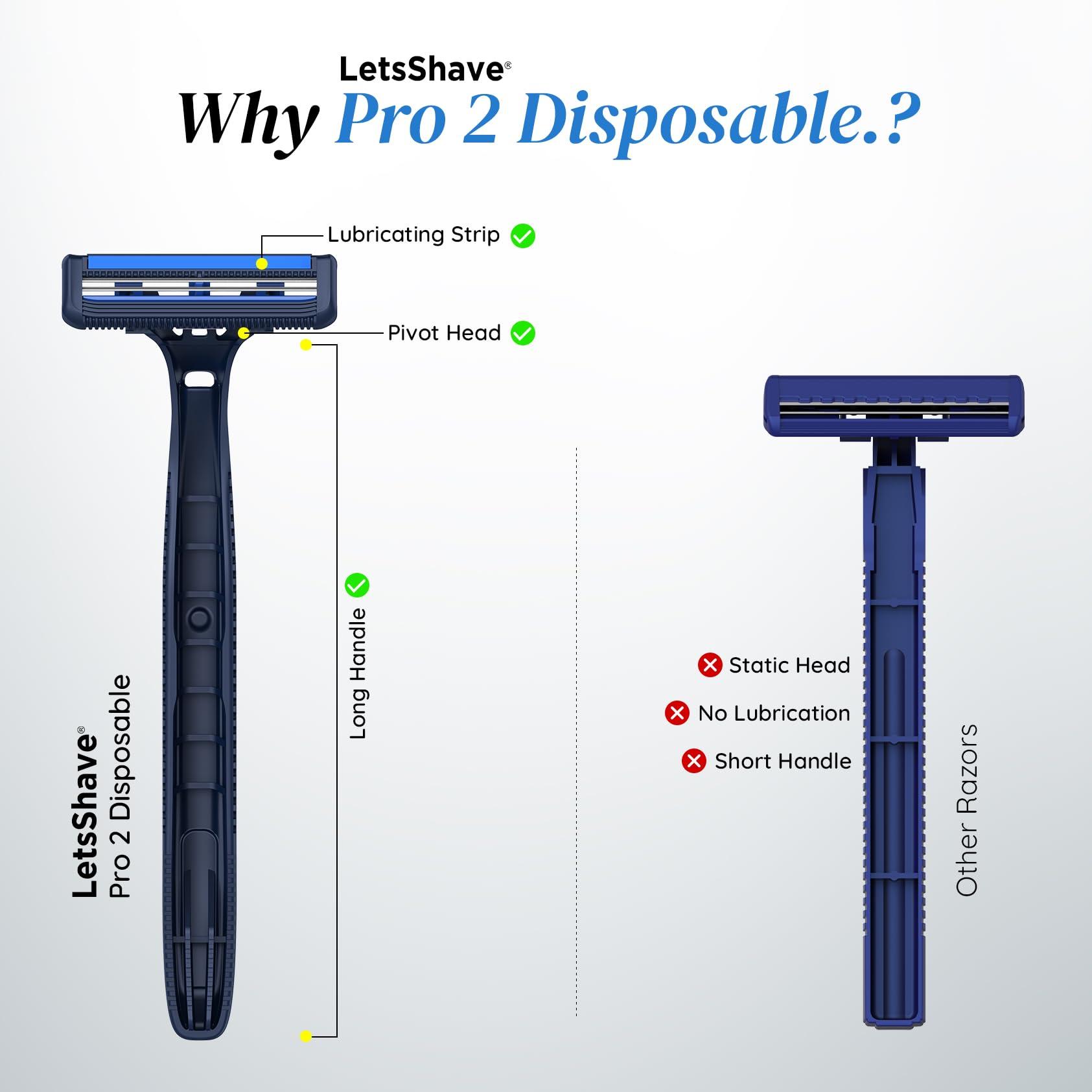 LetsShave LetsShave Pro 2 Disposable Mini Shaving Razor Kit For Men, Pack of 5 Razor + 1 Transparent Shave Gel 30 ml + Travel Pouch | Shave Care, Shaving Kit for Men