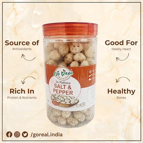Go Real Go Real Premium flavoured (Barbeque, salt & pepper 2 nos.) Fox Nuts (Phool Makhana) Lotus Seed Pop/Gorgon Nut Puffed Kernels (55 gm x 3 packs of JAR) Healthy Snack Low Calorie