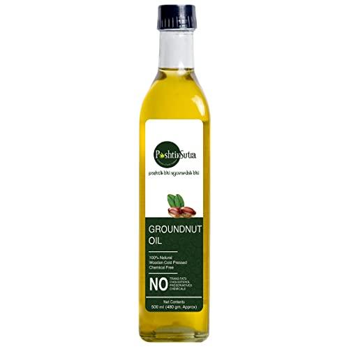 PoshtikSutra PoshtikSutra 100% Natural Wooden Cold Pressed Chemical Free Groundnut Oil (500ml)