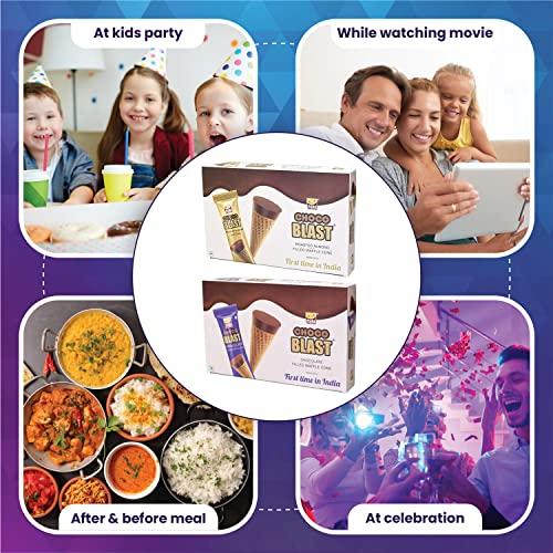 Pure Temptation Pure Temptation ChocoBlast Premium Delicious Chocolate Flavoured Choco Fills Waffle Cones - Chocolate Gift Box - Pack of 10 (Chocolate Pack of 5 + Almond Pack of 5) (Each Box Contains 6 Pcs)