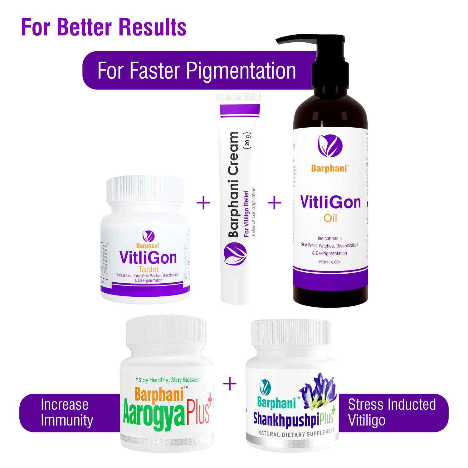 BARPHANI Barphani VitliGon Tablets - Super Effective on Vitiligo White Patches, Discolouration, De-Pigmentation, Faster Results, Helps Restricts Spread- 60 Tab Pack