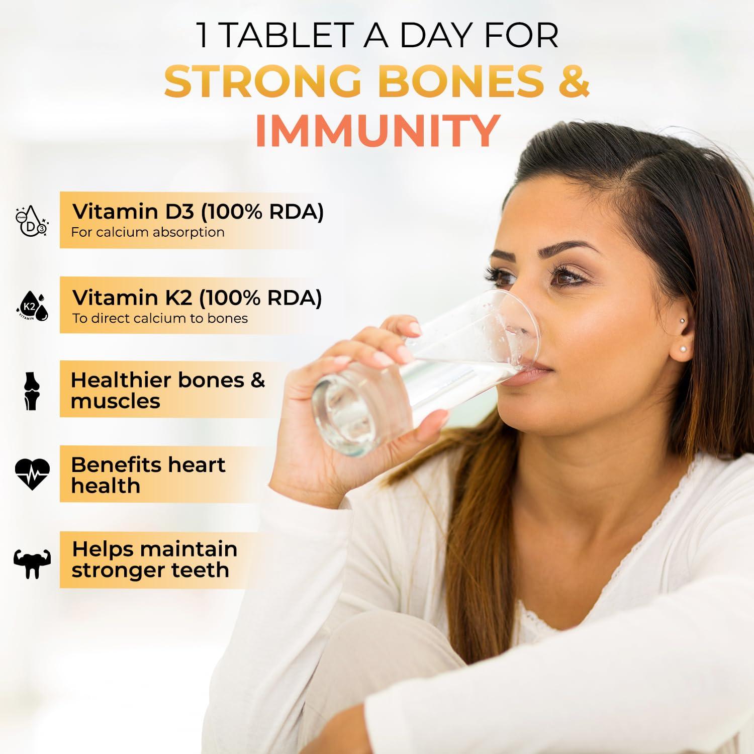 The Body Reserve The Body Reserve Vitamin D3 K2 MK7-120 Veg Tablets, 100% RDA Plant-Based Vitamin D3 Supplement from Lichen Source with Vitamin K2 as MK7 Menaquinone