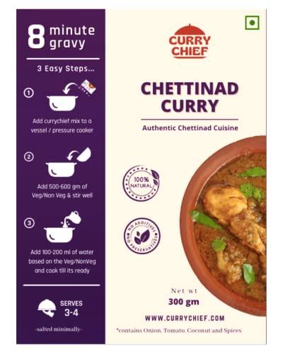 currychief CurryChief Chettinad Curry Paste | Pack of 2 | Just add Chicken and Water | 100% Veg | Chicken Masala | Cook in 10 Minutes | For 500g Chicken |100% Natural | Zero Preservatives | Net Weight 275g | Serves 3-4