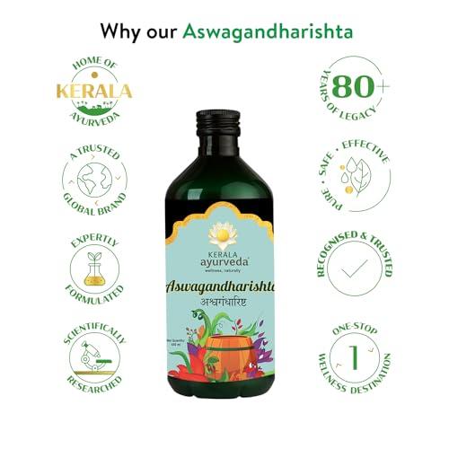 KERALA ayurveda Kerala Ayurveda Aswagandharishta Stamina Booster for Men & Women - 450 ml | Organic Herbal Energy & Performance Supplement | Reduces Stress and Anxiety | Improves Over-All Health with Ashwagandha