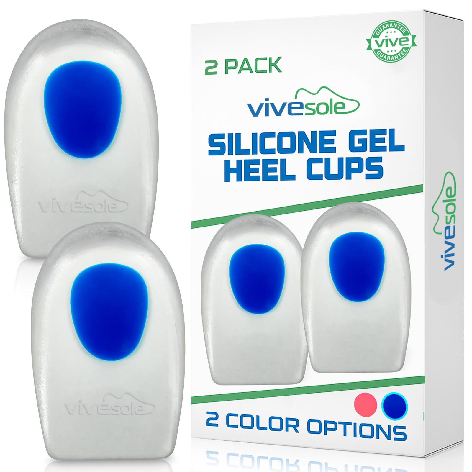 VIVEsole ViveSole Silicone Gel Heel Cups - Shoe Inserts for Plantar Fasciitis, Sore Heel Pain, Bone Spur & Achilles Pain - Pad & Shock Absorbing Support (US Men\'s 10-13)