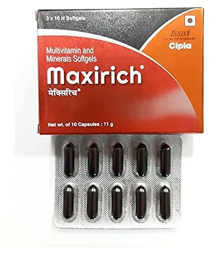 Cipla Cipla Maxirich Daily Multivitamin (60 Softgels) For Men & Women With Essential Nutrients, Vitamins, Minerals, Anti-oxidants For Building Immunity & Energy (6 X 10 Softgels)