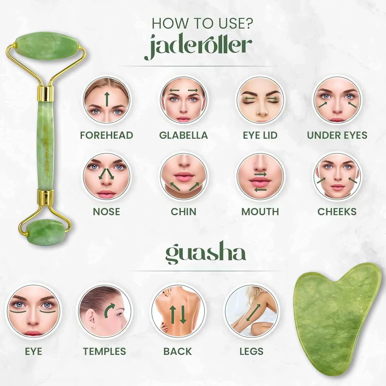 MAXDEAL ENTERPRISES Face massager for women face massager gua sha stone jade roller face lifting massager dimple maker for face face gua sha face yoga tools for women guasha stone for face massage (JADE-ROLLER-MASSAGER)