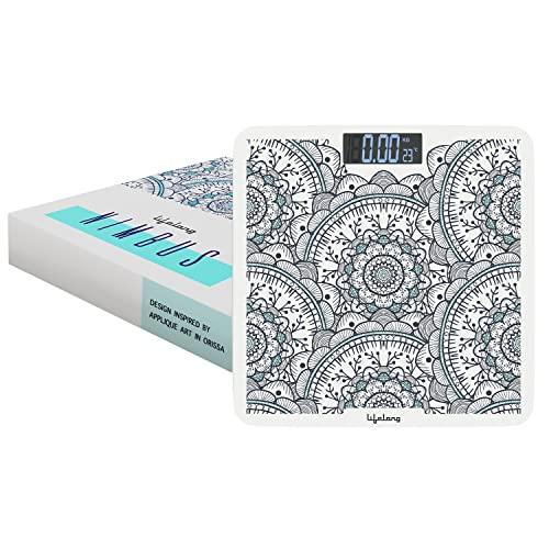 Lifelong Lifelong Nimbus LLWS81 Weighing Scale (Indian Cultural Series - Orissa)|Digital Weight Machine for Body Weight|6mm Thick Tempered Glass with LCD Display|Bathroom Weighing Scale (2 Year Warranty, Grey)