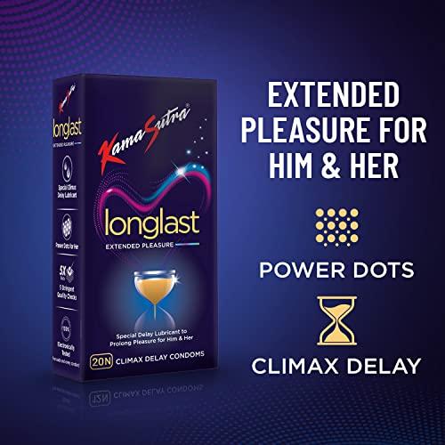 KamaSutra Kamasutra Longlast Condoms, Dotted Texture, 20 Count & Dotted Condoms For Men - 20 Count