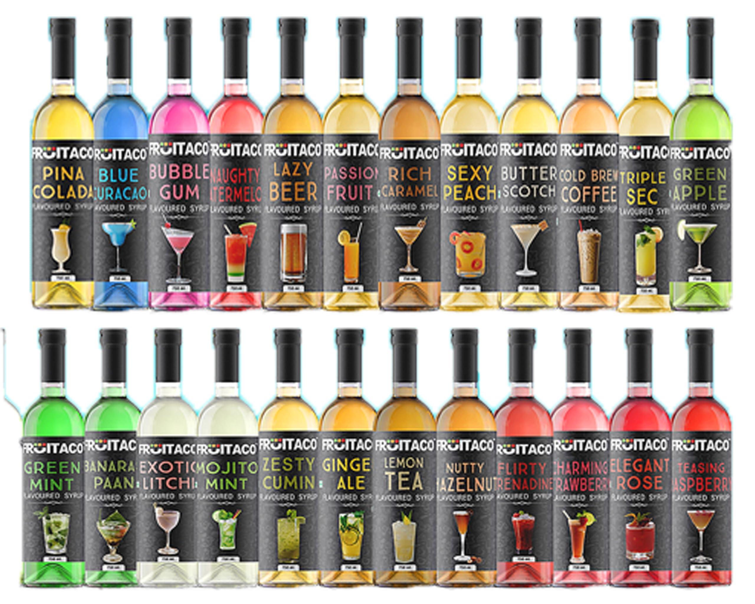 Fruitaco Fruitaco Blue Curacao Grenadine Green Mint Mojito Mint Combo - Elevate Your Cocktails and Mocktails with Bursting Flavors Pack of 4 750ml Each