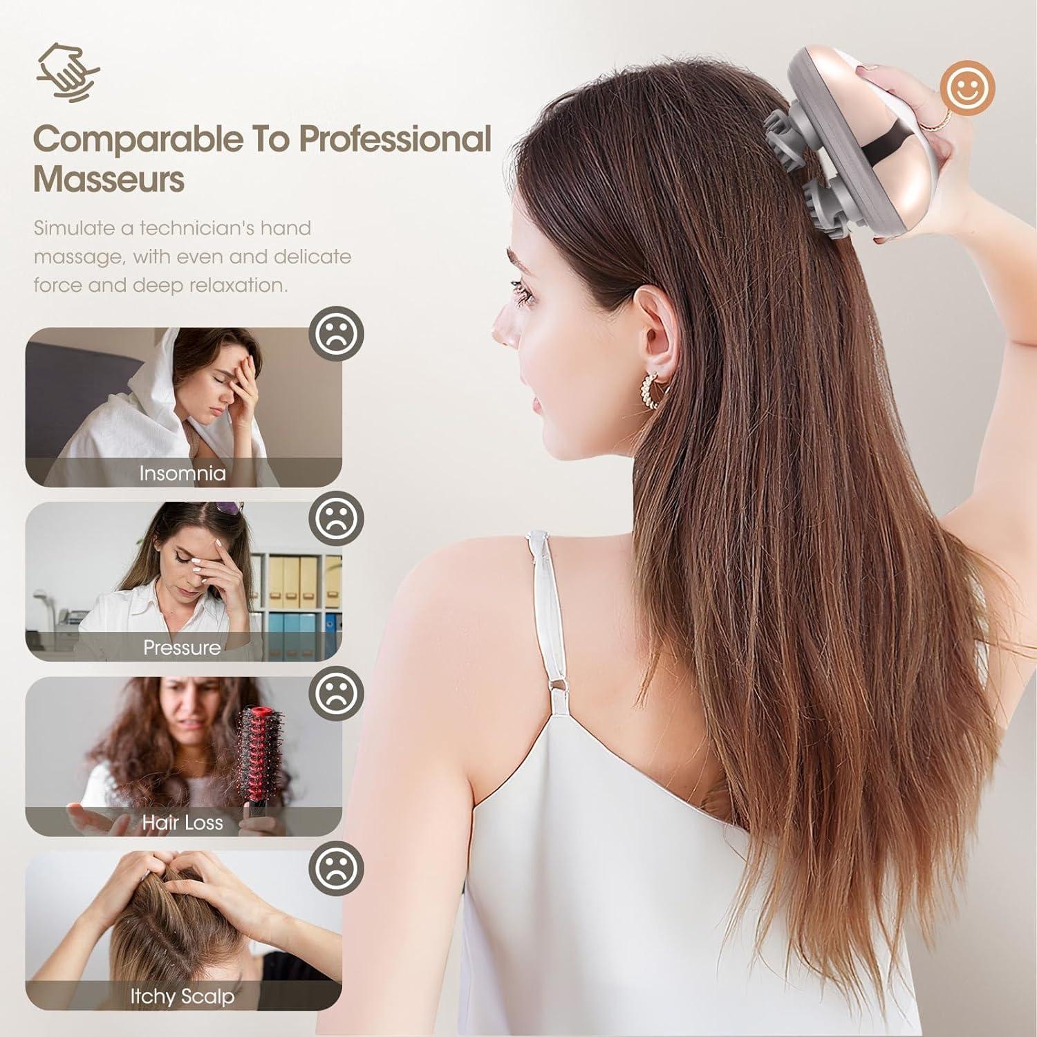 Clefairy Clefairy Handheld Head Massager Electric Scalp Massager for Self-Care or Headaches Cordless & Compact Shampoo Brush Lightweight & Ergonomic Comb for Shower Waterproof