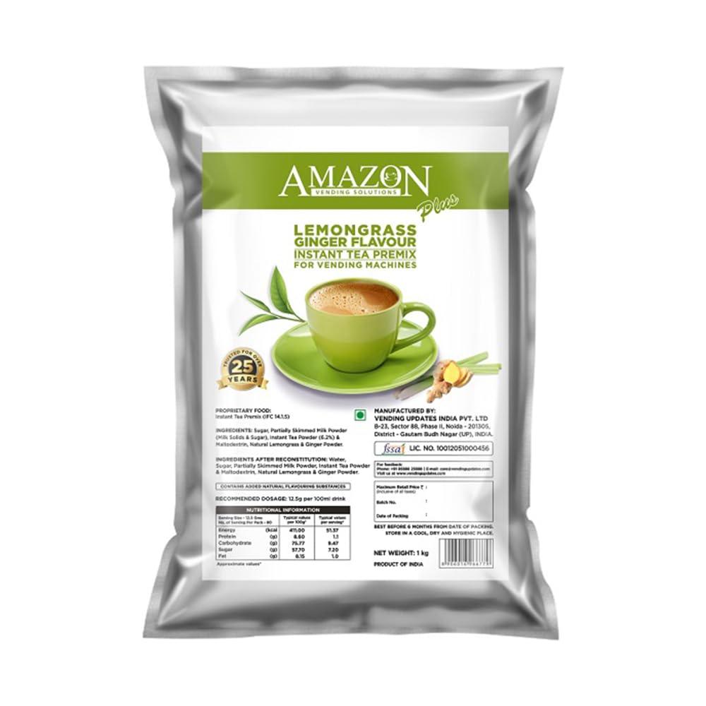 AMAZON AMAZON 3 in 1 Lemongrass and Ginger Tea Instant Premix Roasted Dry Powder Tea, Milk and Sugar for Vending Machine 1 Kg Pack
