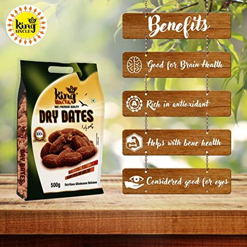 KING UNCLE King Uncle's Dry Fruits Dry Dates (Kaala Chuara), 1 Kg (2 x 500g)