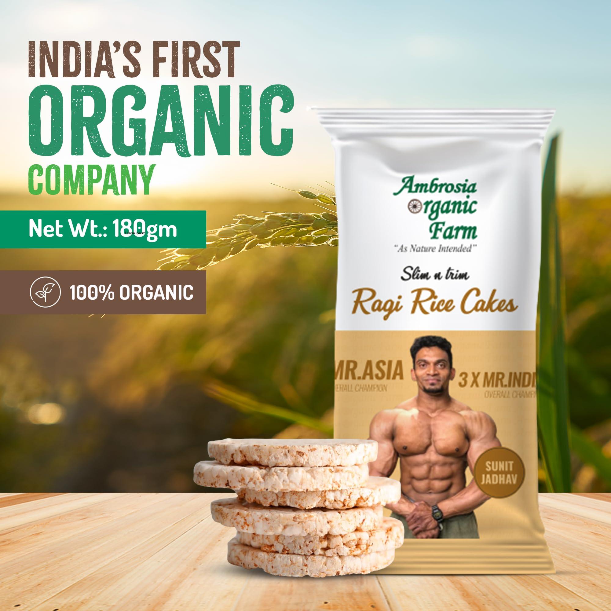 Ambrosia Organic Farm Ambrosia Organic Farm Ragi Rice Cakes, No Fat, No Cholesterol, Gluten Free, Lightly Salted| Tteokbokki the Korean Brown breadsticks|Try With Crunchy Peanut Butter| Gym Edition| 150gm (Pack of 1)