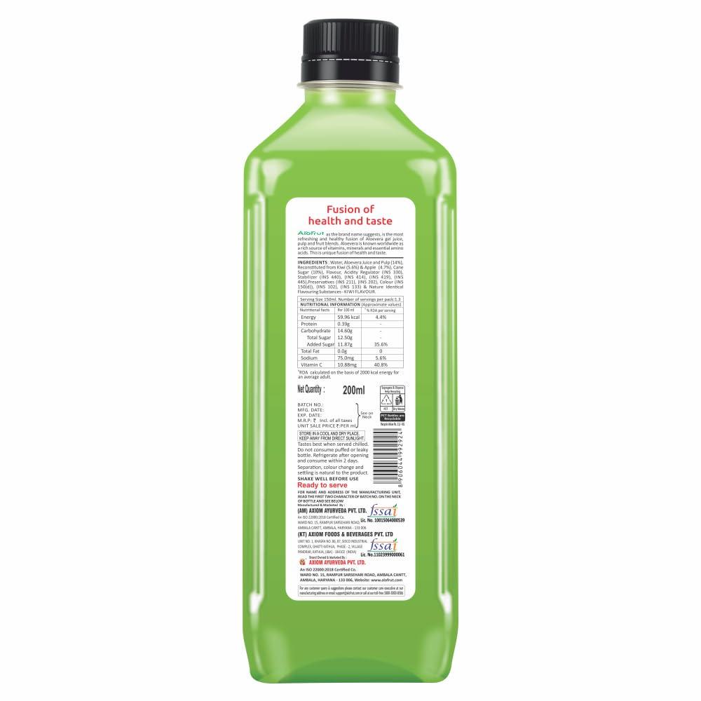 ALO FRUT ALO FRUT Kiwi Aloevera Chunks & Juice 200Ml (Pack Of 48) - 1 Case | Fruit Juice Mai Aloevera Chunks | Healthy Hai Isme Aloevera Hai | Ready To Serve Drink