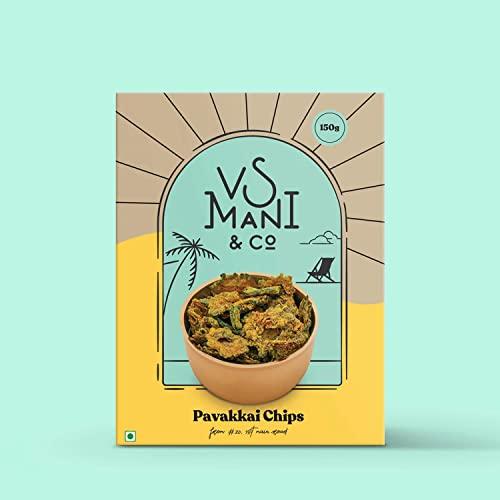 VS MANI & CO. VS Mani & Co Bittergourd Chips - Authentic South Indian Pavakkai Chips Snack | Fresh Ingredients, No Preservatives | Pack of 2 x 65gm | 130gm