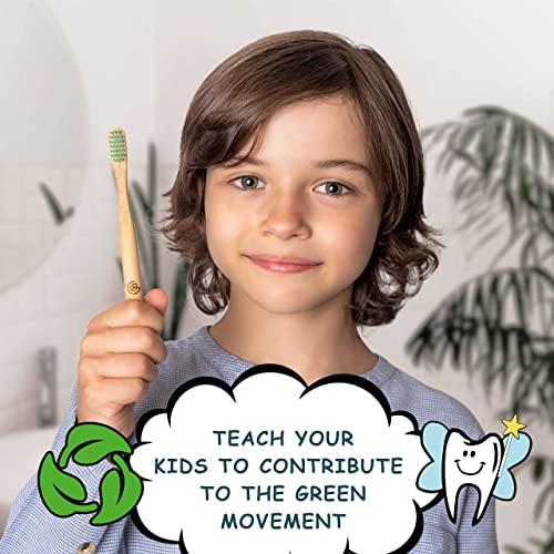 GREENZLA Greenzla Kids Bamboo Toothbrushes (6 Pack) | BPA Free Soft Bristles Toothbrushes | Eco-Friendly, Natural Bamboo Toothbrush Set | Biodegradable, Compostable & Organic Charcoal Wooden toothbrushes