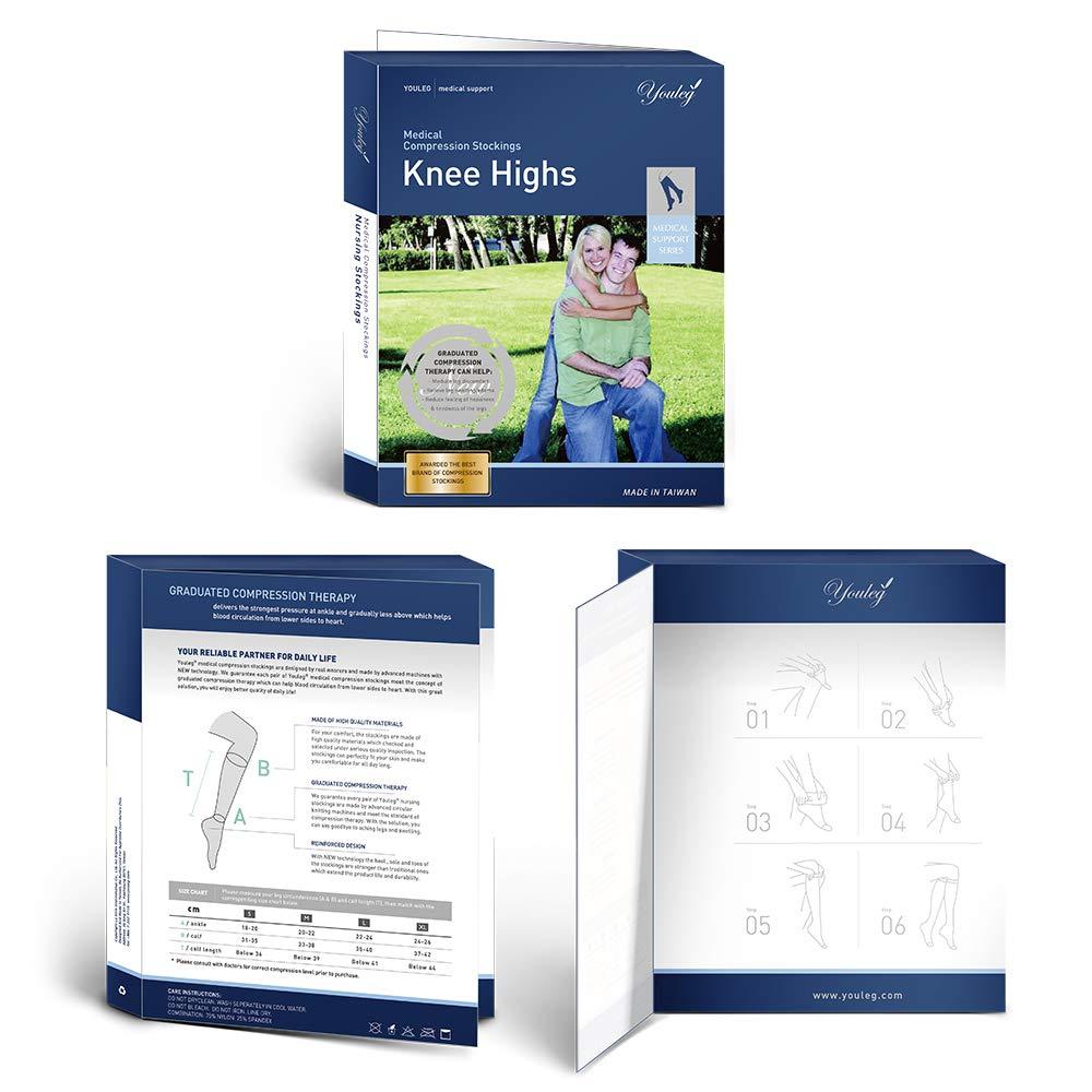 youleg youleg - Graduated Compression knee High Class 2 Varicose Vein stockings - 1 PAIR (XS)