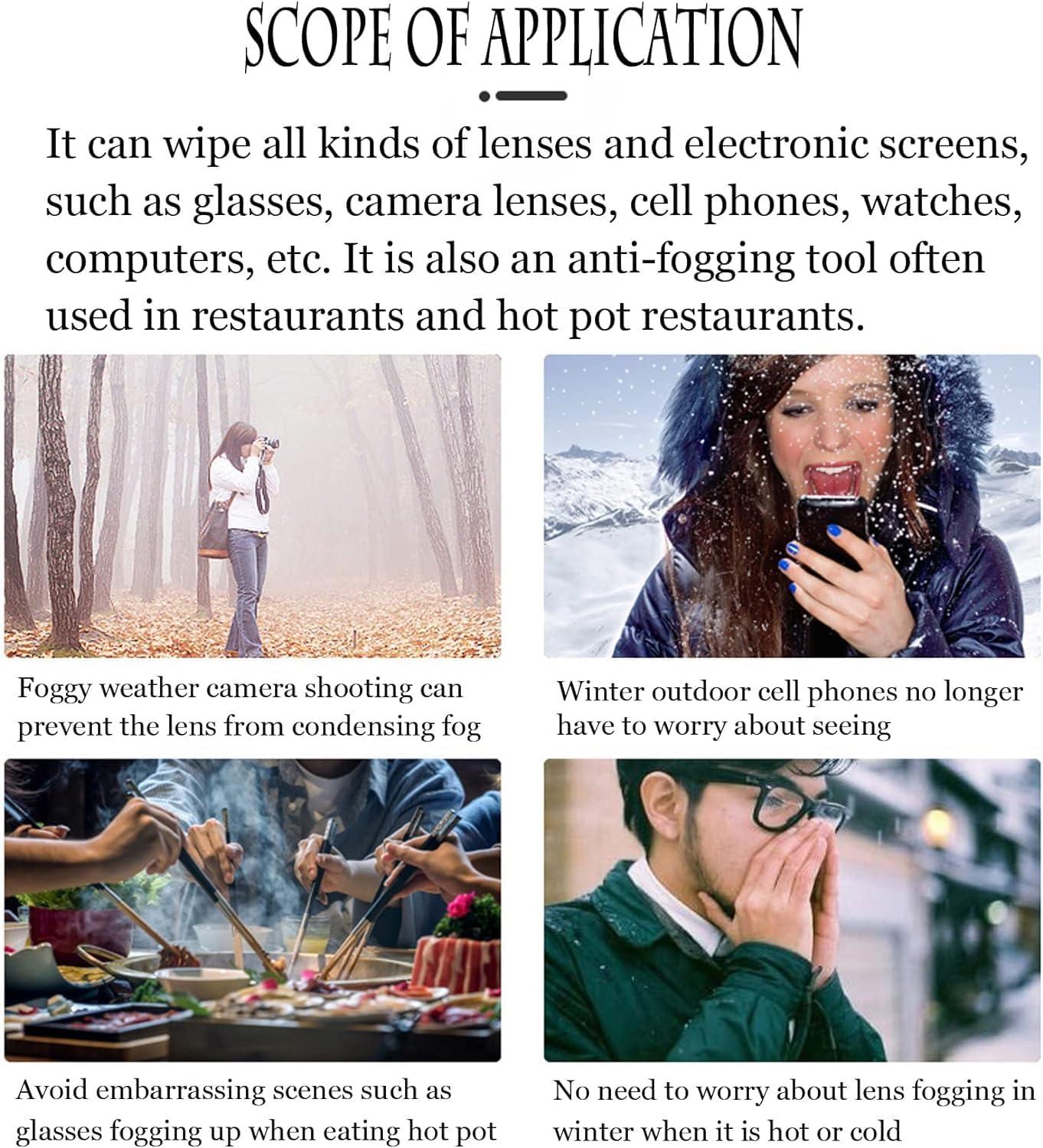 SEFLICA SEFLICA 100Pcs Anti-Fog Wipes for Glasses Individually Wrapped, Pre-Moistened Lens & Screen Cleaner Wipes for Glasses, Laptops, Phones, Monitors, and Camera Lenses