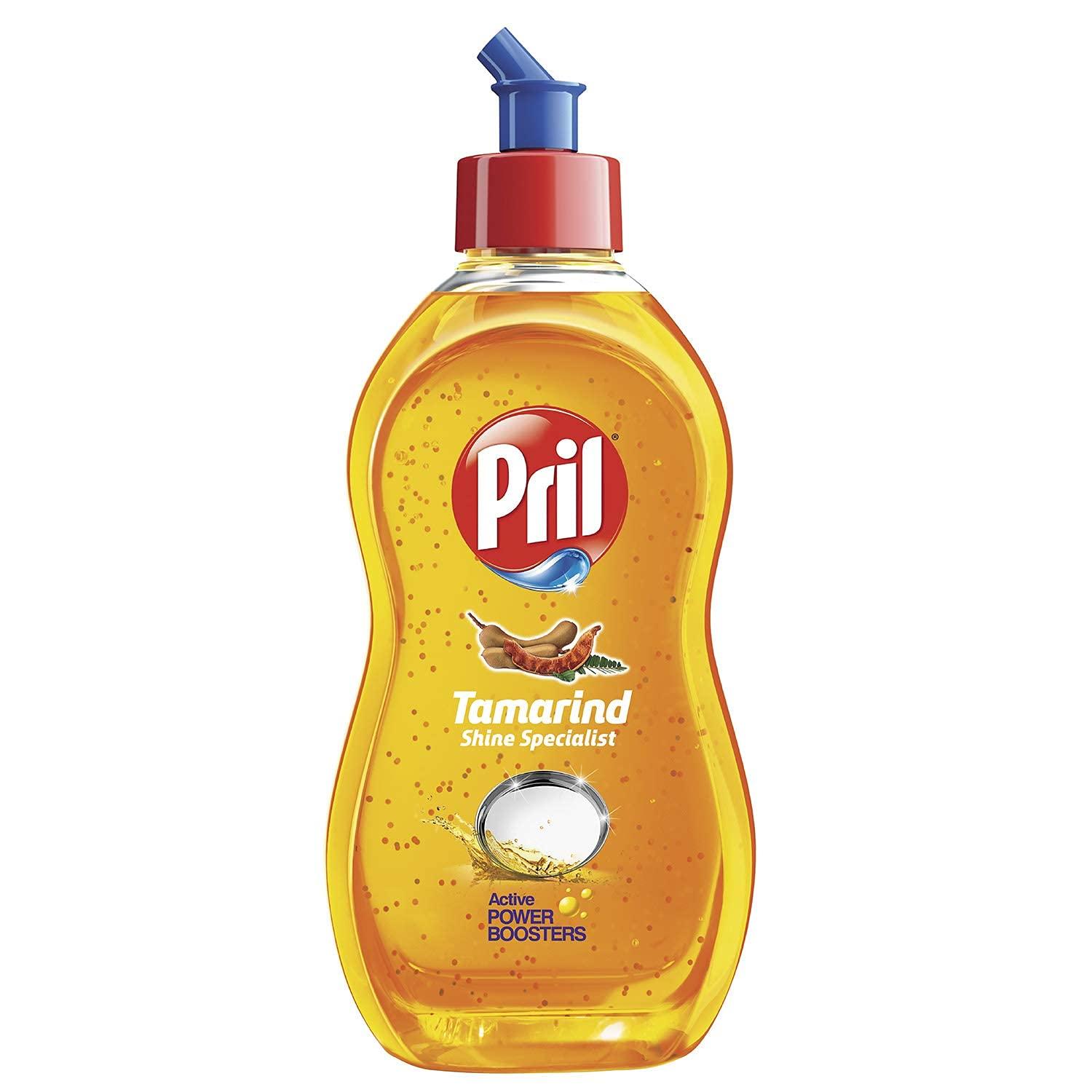 Pril Pril Tamarind Liquid Dishwash Gel 425ml | Insta Clean | With visible Active Power Boosters that bursts while scrubbing giving abrasion to clean better | Zero White Residue