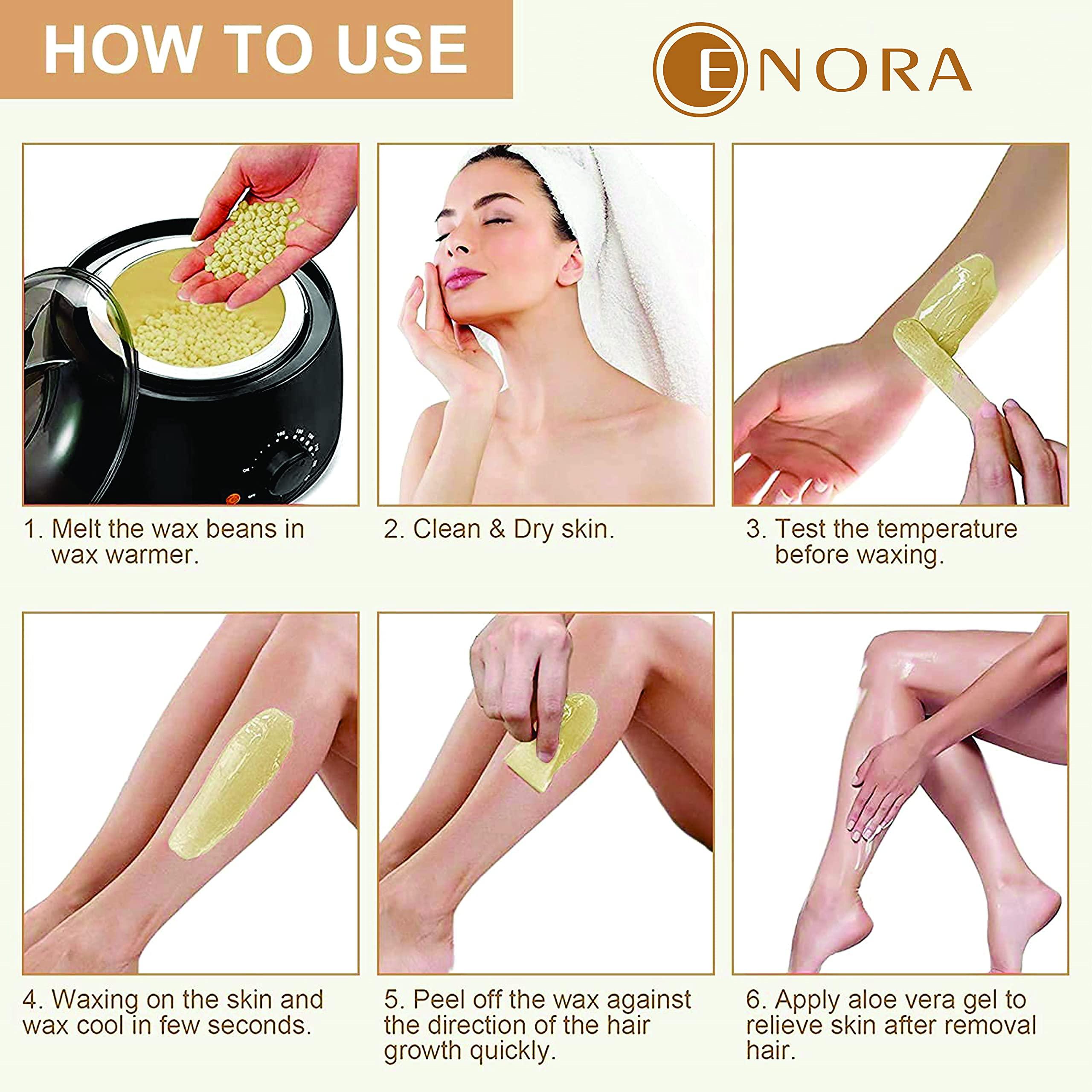 ENORA ENORA Hair Removal Brazilian Hard Wax Beans For Face, Eyebrow, Back, Chest, Bikini Areas, Legs, Arms And Beards,Black Head, Tan, Dead Skin | Smooth | (300 Gram, WHITE CHOCOLATE)