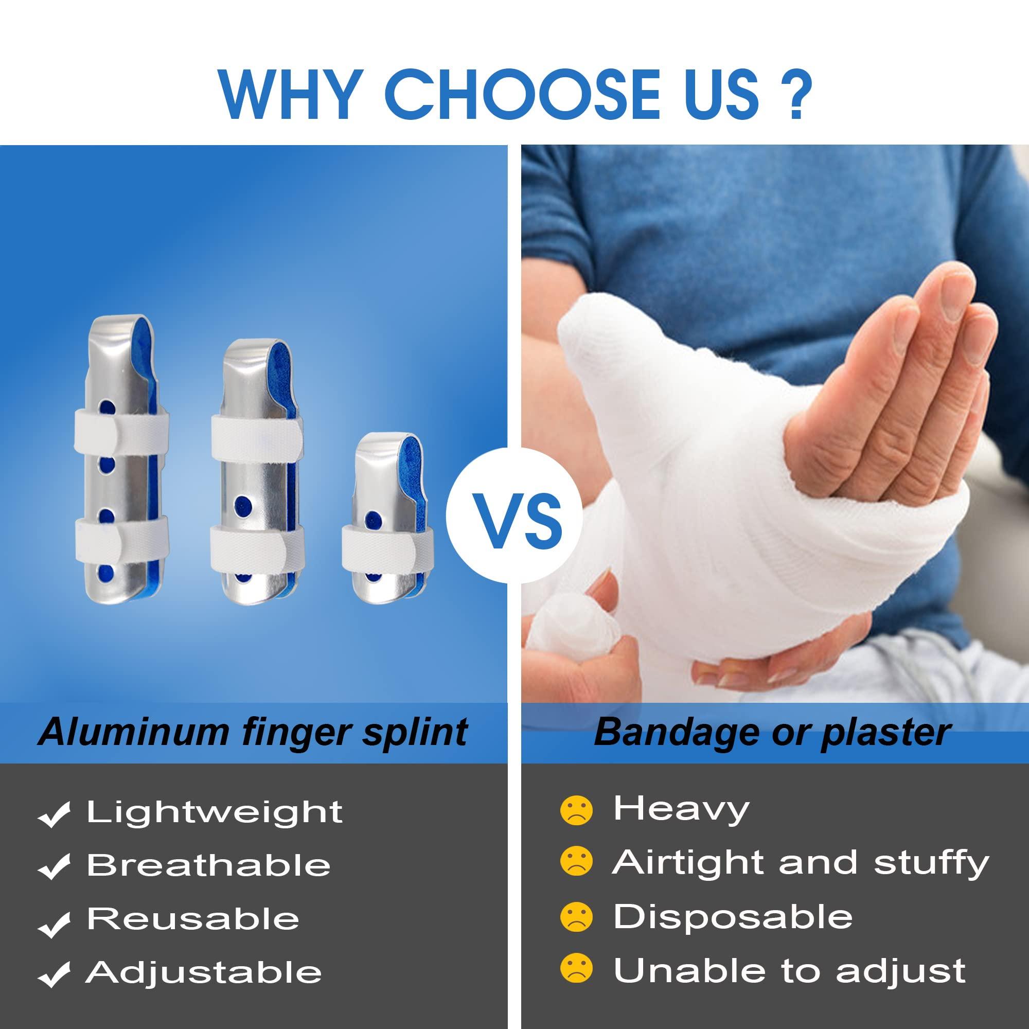 BRMDT BRMDT Trigger Finger Splint, Aluminum Thumb Splint Finger Support for Promote The Rehabilitation of Finger Fracture Fingers/Bent Finger, Adjustable Finger Brace(3 Pieces, 3 Size)