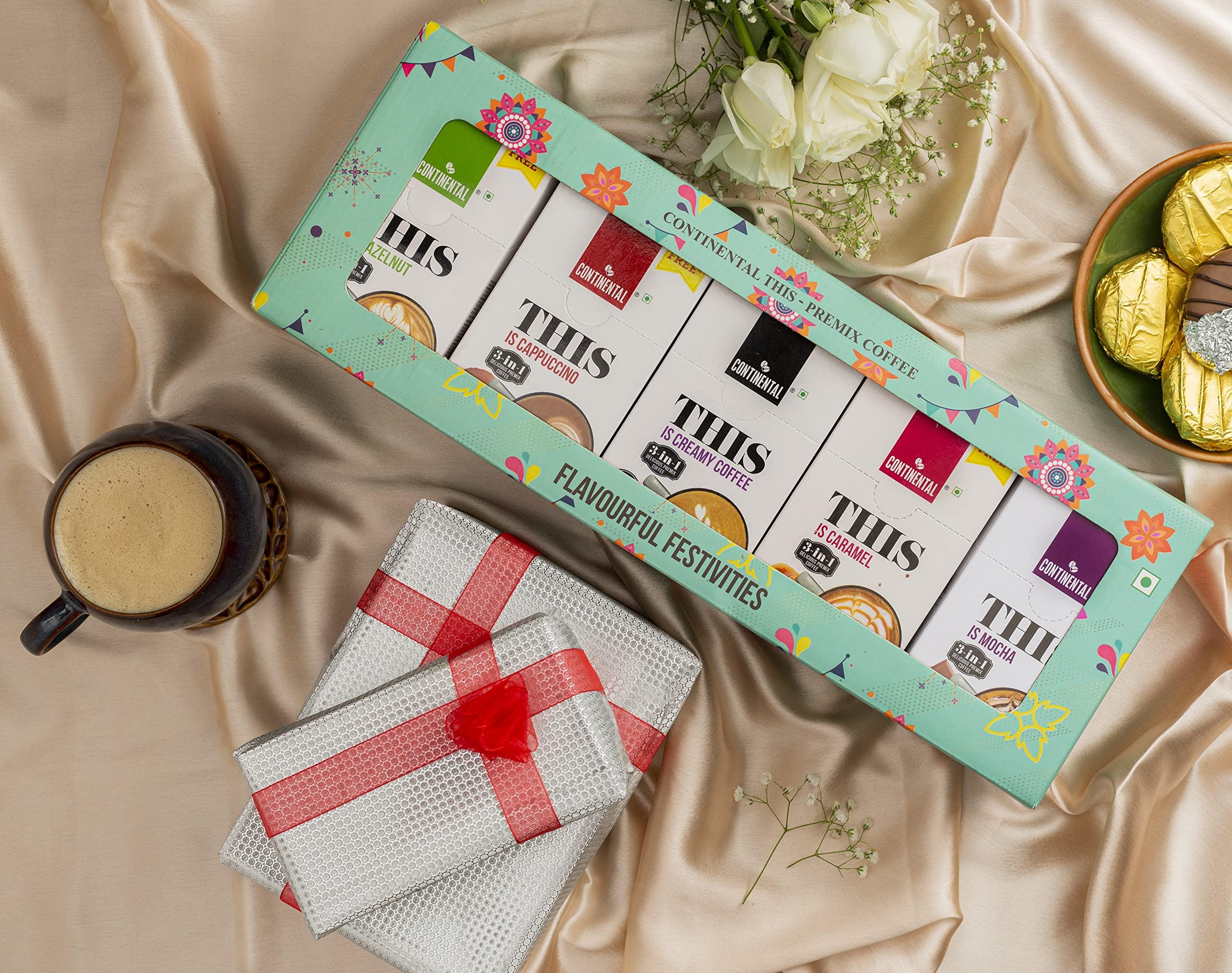 Continental This Continental THIS 3 in 1 Flavour Coffee Premix Combo (Creamy + Hazelnut + Cappuccino + Caramel + Mocha), 708gm (GIFT/FESTIVE PACK)