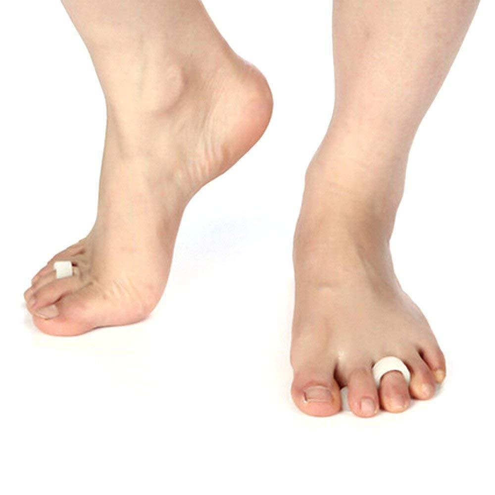 Domg 2Pair/4Pcs Gel Hammer Toe Crest Pads - Right and Left Soft Silicone Hammertoe Support Crest Cushion - Corrector and Straightener for Overlapping, Curled, Curved, Crooked, Clubbed Claw and Mallet Toe C