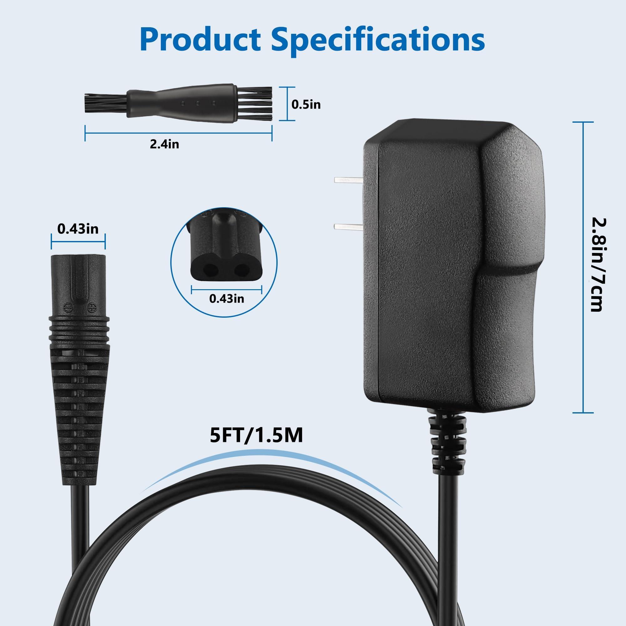 FNKTQL FNKTQL 12V Charger for Braun Shaver 9 8 7 6 5 3 1 XT5 Series, Power Cord for Braun S3 S6 S7 S8 S5 S9 S1 Electric Razor 3040s 340s 9385cc 370 720 760cc 790cc 720s-4 7865cc 9090cc 9330s 5018s (5Ft)