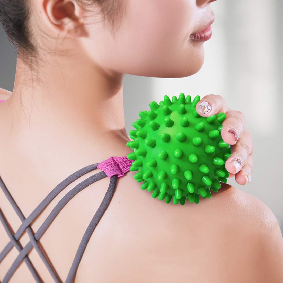 Super Female Professional Massage Balls Foot Ball Foot Massager Spiky Roller for Deep Tissue Trigger Point Plantar Fasciitis Reflexology Stress Therapy Myofascial Release(Green)