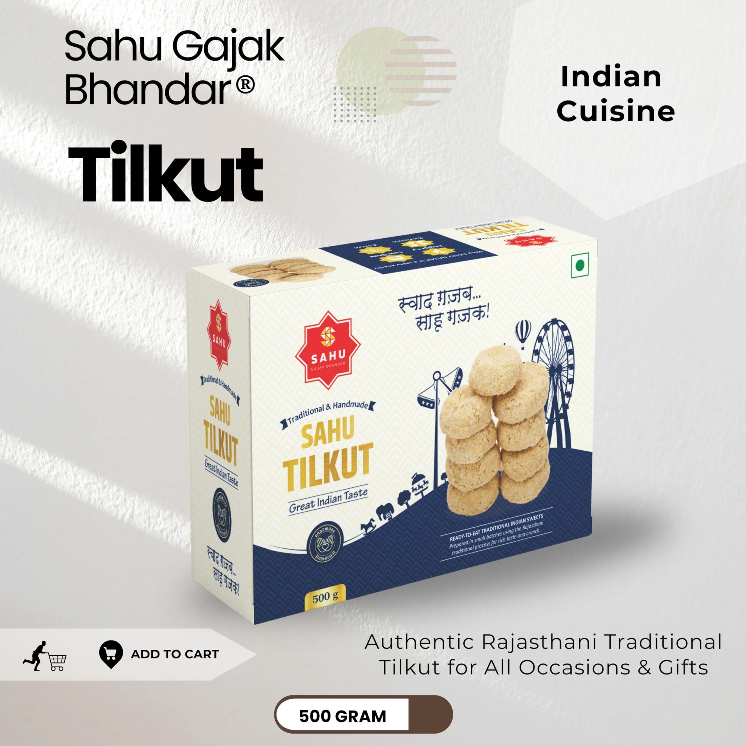 SAHU GAJAK BHANDAR SAHU GAJAK BHANDAR Sahu Tilkut Gajak 500 Gram | Kutema Gajjak | Tilkatri | Tilkoot | Tilkut | Sweets and Snacks | No Added Preservatives