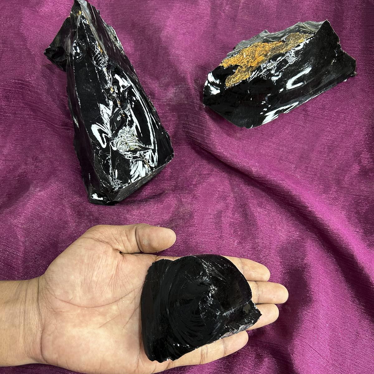 Shubhanjali Shubhanjali Natural Crystal Golden Obsidian Raw Stones 50 Gm Original Golden Obsidian Crystals Rough Raw Extra Large Gemstone Chunk Rock Raw Pieces for Meditation Home Dcor Reiki Healing