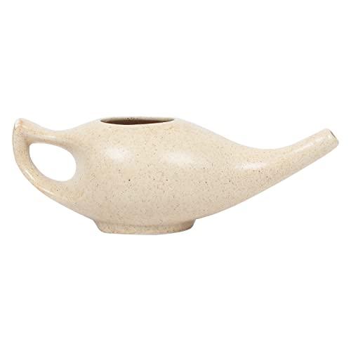 QIMACPLUS Leak Proof Durable Porcelain Ceramic Neti Pot 220 ML for Natural Nasal Cleansing | Natural Treatment for Sinus, Infection and Congestion Microwave and Dishwasher Friendly (Brown Matt)