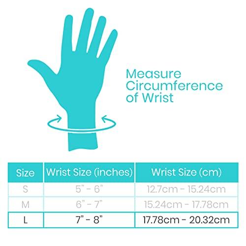 VIVE Vive Wrist Sweatbands (Pair) - Bamboo Charcoal Compression Wristband - Athletic Support for Carpal Tunnel Pain Relief, Arthritis, Tendonitis and Tennis (Black, Large/X-Large)